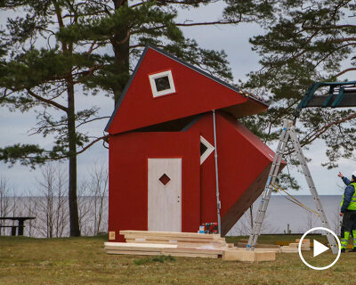 'brette haus' is a tiny prefabricated house that unfolds in only three hours
