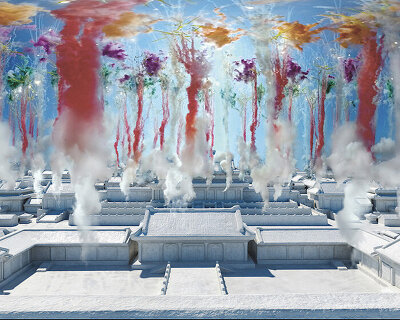 cai guo-qiang sets off virtual fireworks above the forbidden city in his first VR artwork