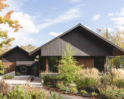 alain carle architecte combines three wooden volumes into 'koya' house in canada