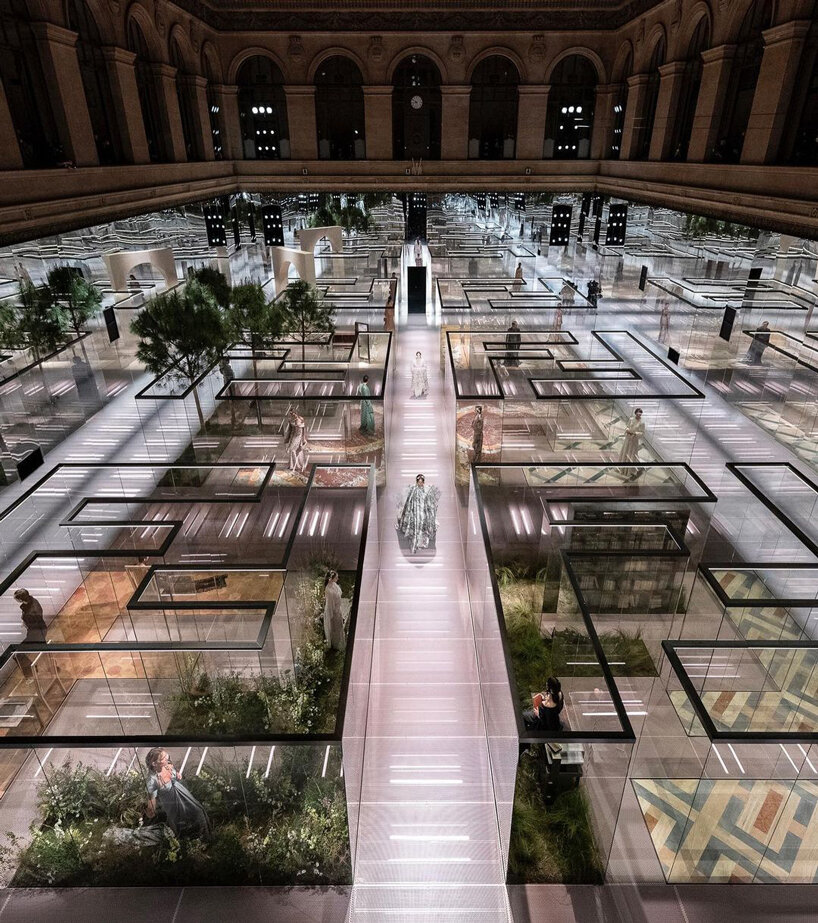 bureau betak erects glass maze for FENDI's SS21 haute couture show designboom