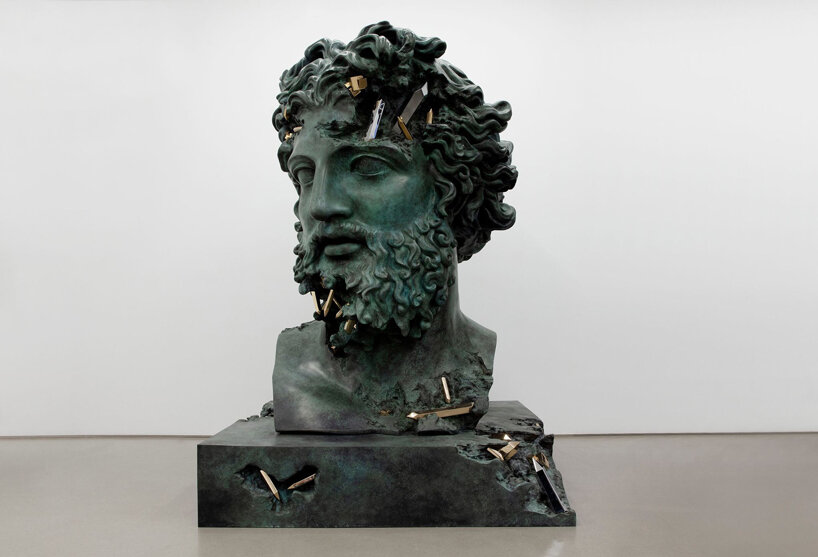 daniel arsham exhibits eroded classical sculptures alongside pokémon at perrotin new york