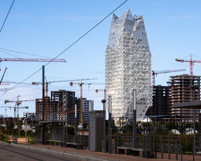 morphosis clads casablanca finance city tower with protective brise-soleil façade