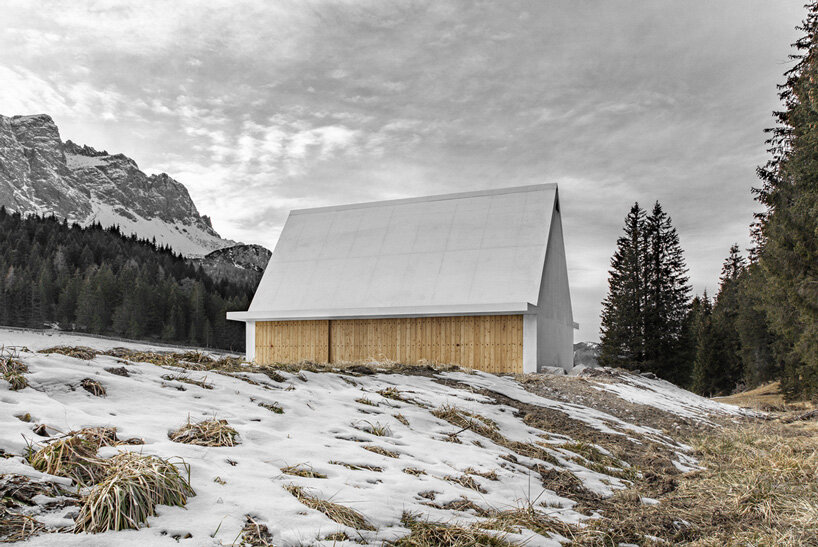pedevilla + willeit architektur shape service building like a mountain peak in the dolomites