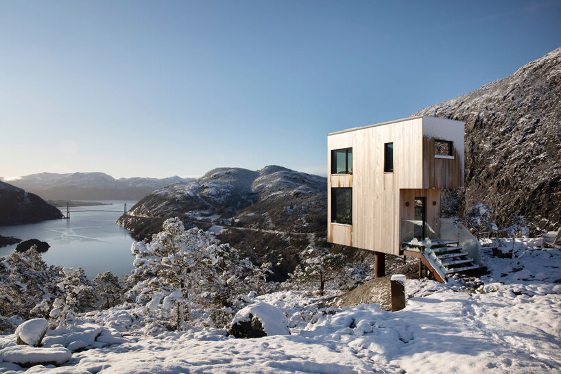 concept hotel 'the bolder' hovers high above a norwegian fjord
