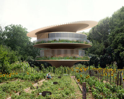 sunflower house is a carbon positive concept designed by koichi takada