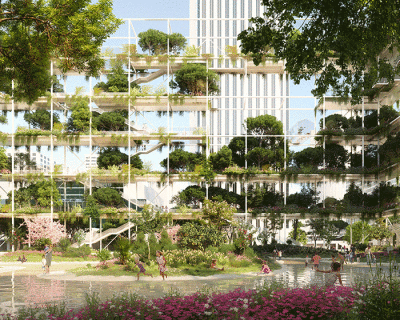 see proposals by MVRDV, heatherwick, OMA, & west 8 for madrid's RENAZCA development