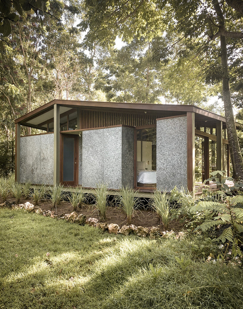 alexis dornier's stilt studios builds prefab tiny house in bali using recycled tetra pack cartons