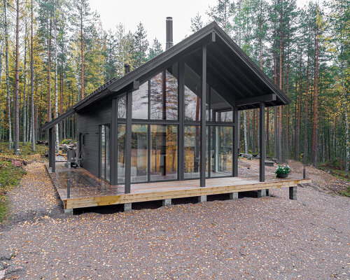 with its iniö house, pluspuu reimagines the traditional log cabin in finland