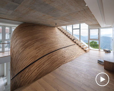 yuan architects organizes 'lan villa' in taiwan around dramatically curved wall