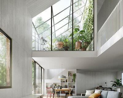 obata noblin office envisions its cascade house to overlook the forested san juan islands