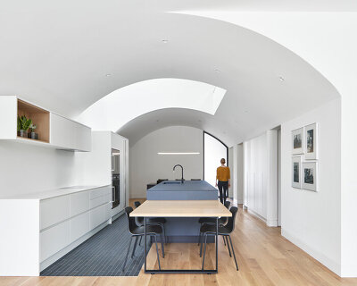 vaulted geometry extends throughout high park residence by BCA in toronto