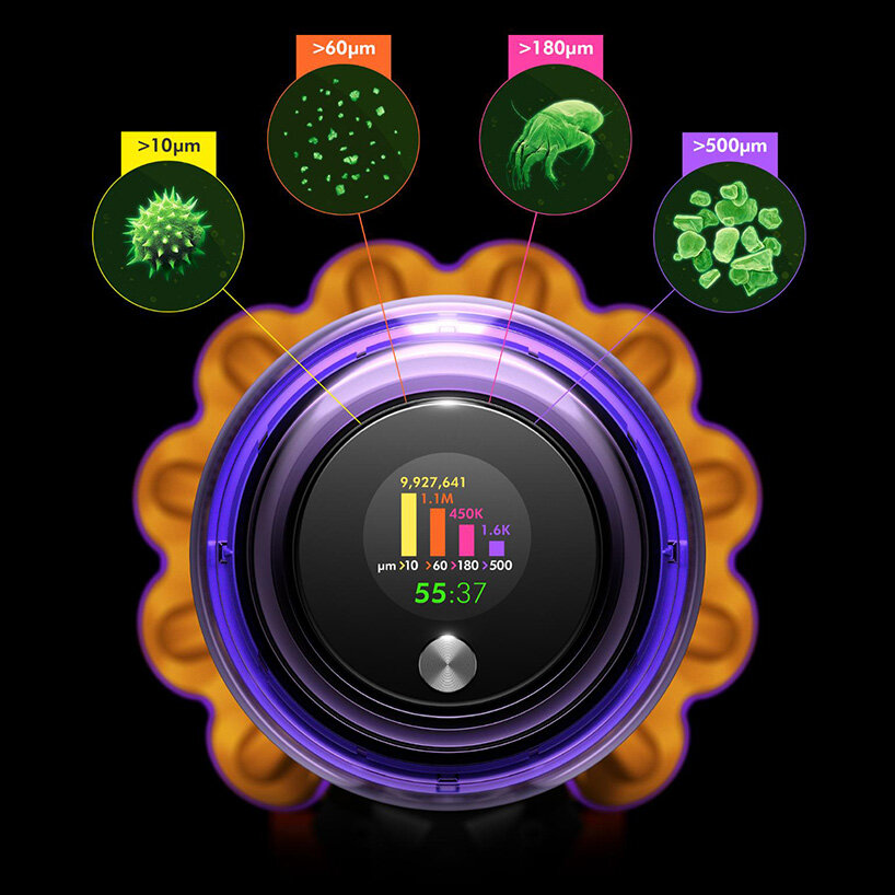 the dyson V15 detect reveals hidden particles so you can see where you need to clean