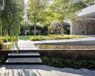 geometric residence by broides architects settles within private courtyard with pool in israel