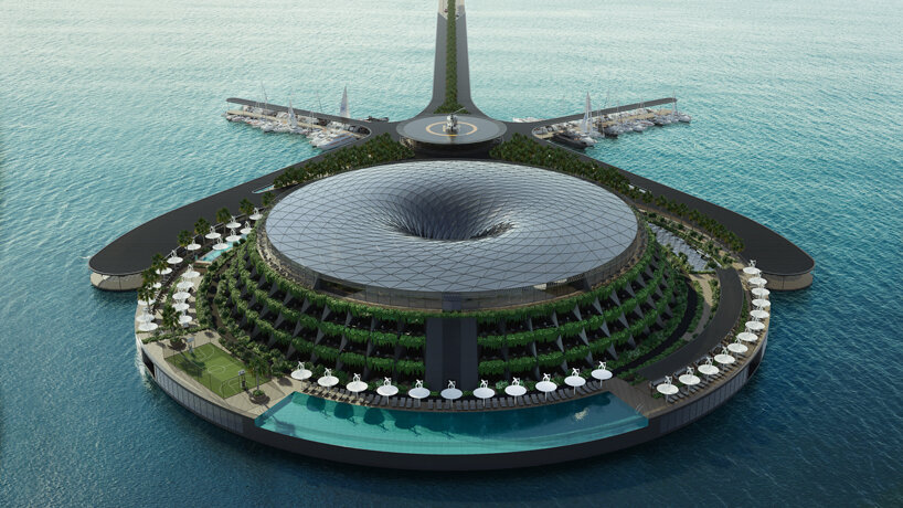 hayri atak envisions a floating hotel that revolves around a central axis designboom