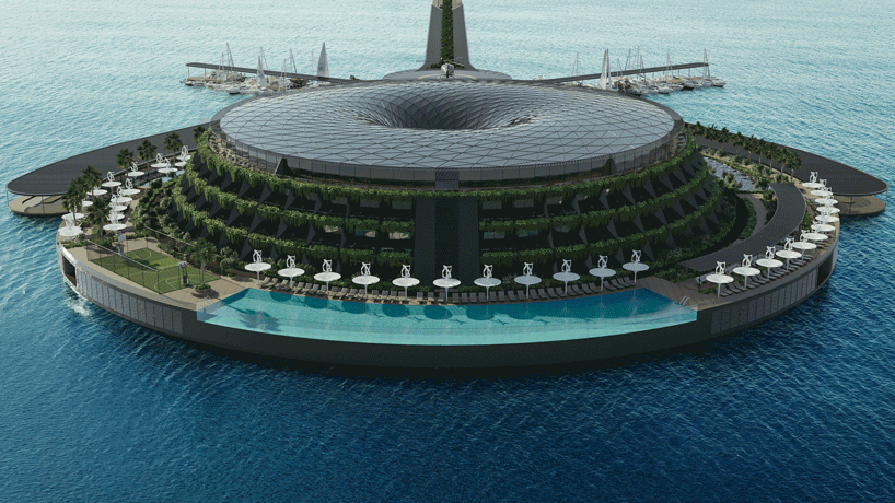 hayri atak envisions a floating hotel that revolves around a central axis designboom