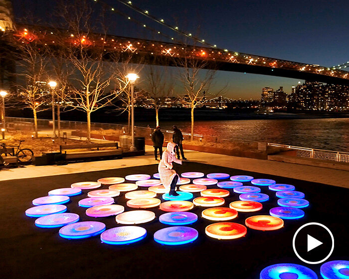 jen lewin installs reflect, an interactive light installation at brooklyn's domino park