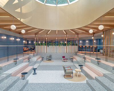 linehouse turns a former swimming pool into a multifunctional workspace in shanghai