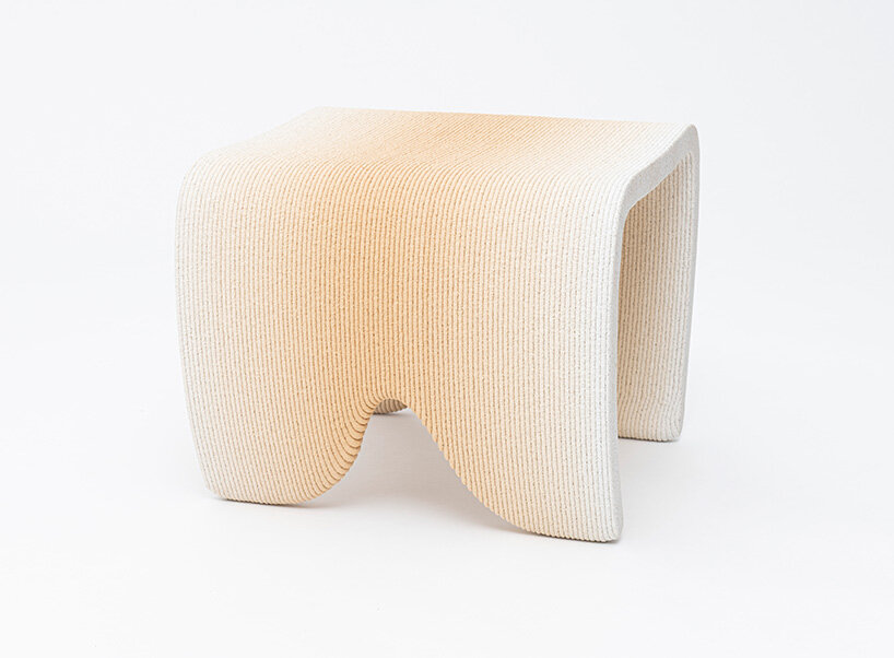 philipp aduatz + incremental3d apply gradient tones to 3D printed concrete furniture collection