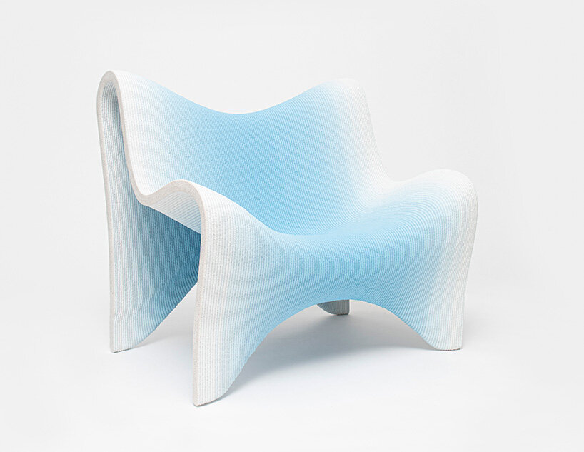 philipp aduatz + incremental3d apply gradient tones to 3D printed concrete furniture collection