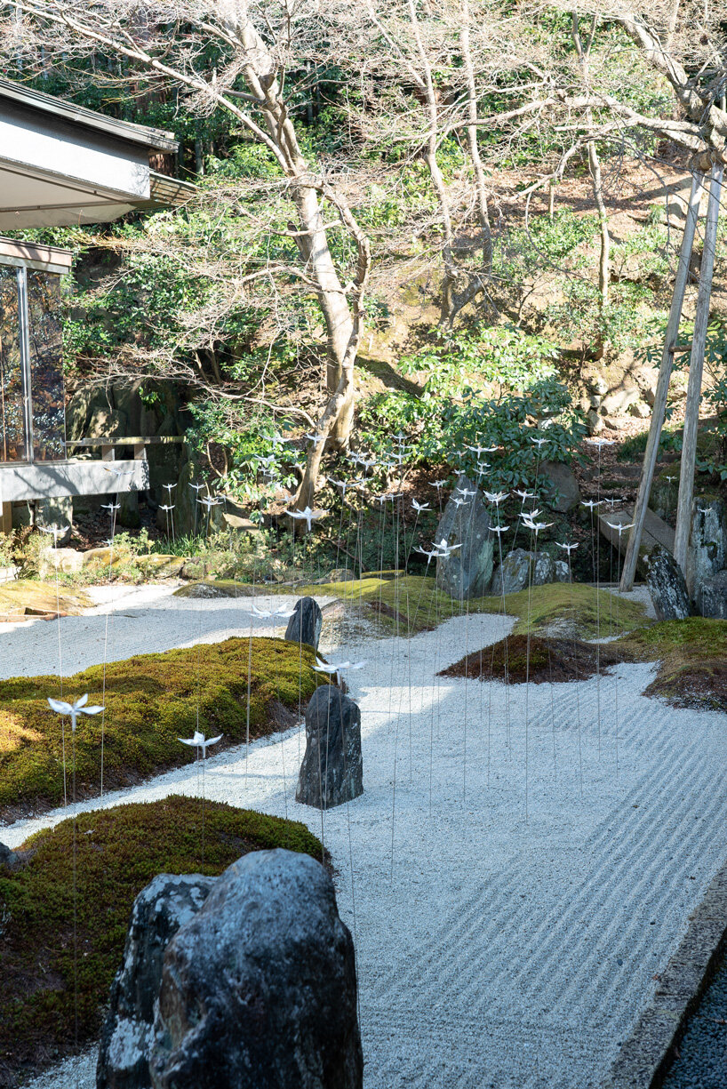 LUCENT transparent flowers, made of steel + prisms, bloom in kyoto's sennyuji temple