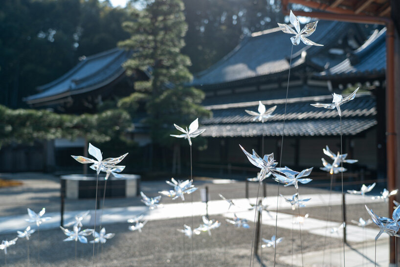 LUCENT transparent flowers, made of steel + prisms, bloom in kyoto's sennyuji temple