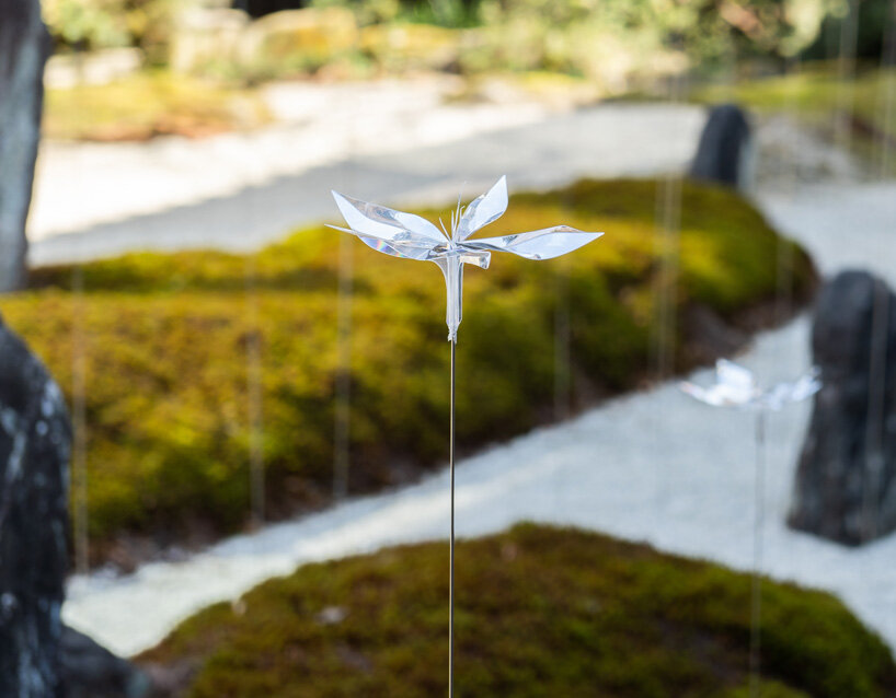 LUCENT transparent flowers, made of steel + prisms, bloom in kyoto's sennyuji temple
