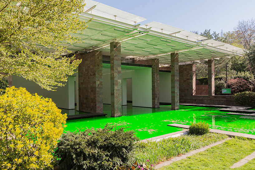 olafur eliasson floods fondation beyeler's interiors and exteriors with green water