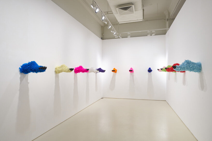 paola pivi on the ephemeral nature of her feathered bear feet rainbow at massimo de carlo