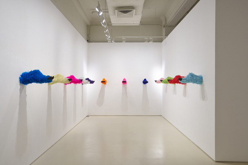 paola pivi on the ephemeral nature of her feathered bear feet rainbow at massimo de carlo