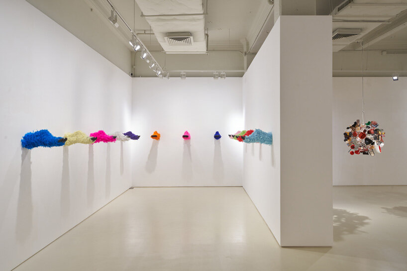 paola pivi on the ephemeral nature of her feathered bear feet rainbow at massimo de carlo