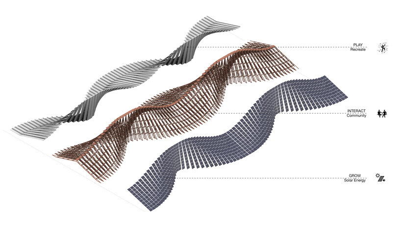 NUDES plans an undulating 'solar mountain' for burning man's fly ranch designboom