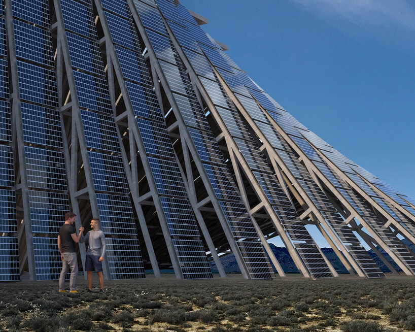 NUDES plans an undulating 'solar mountain' for burning man's fly ranch designboom