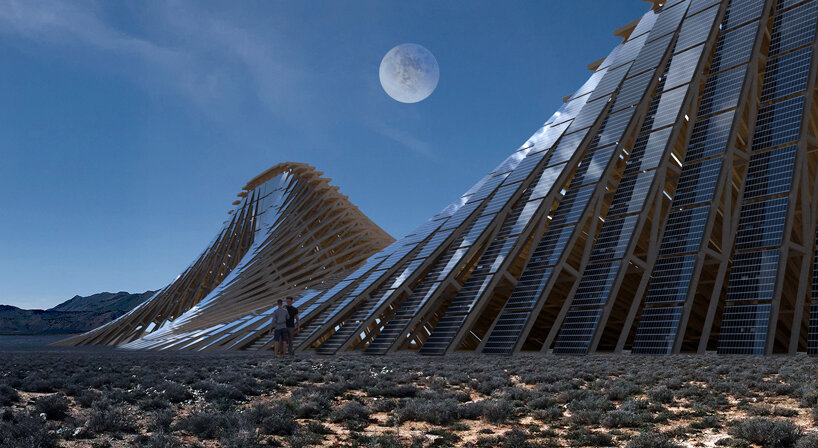 NUDES plans an undulating 'solar mountain' for burning man's fly ranch designboom