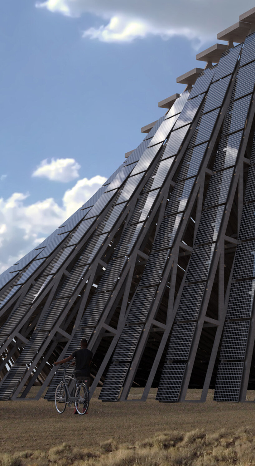 NUDES plans an undulating 'solar mountain' for burning man's fly ranch designboom
