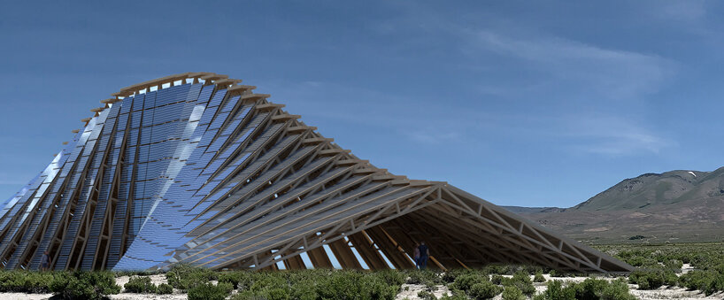 NUDES plans an undulating 'solar mountain' for burning man's fly ranch designboom
