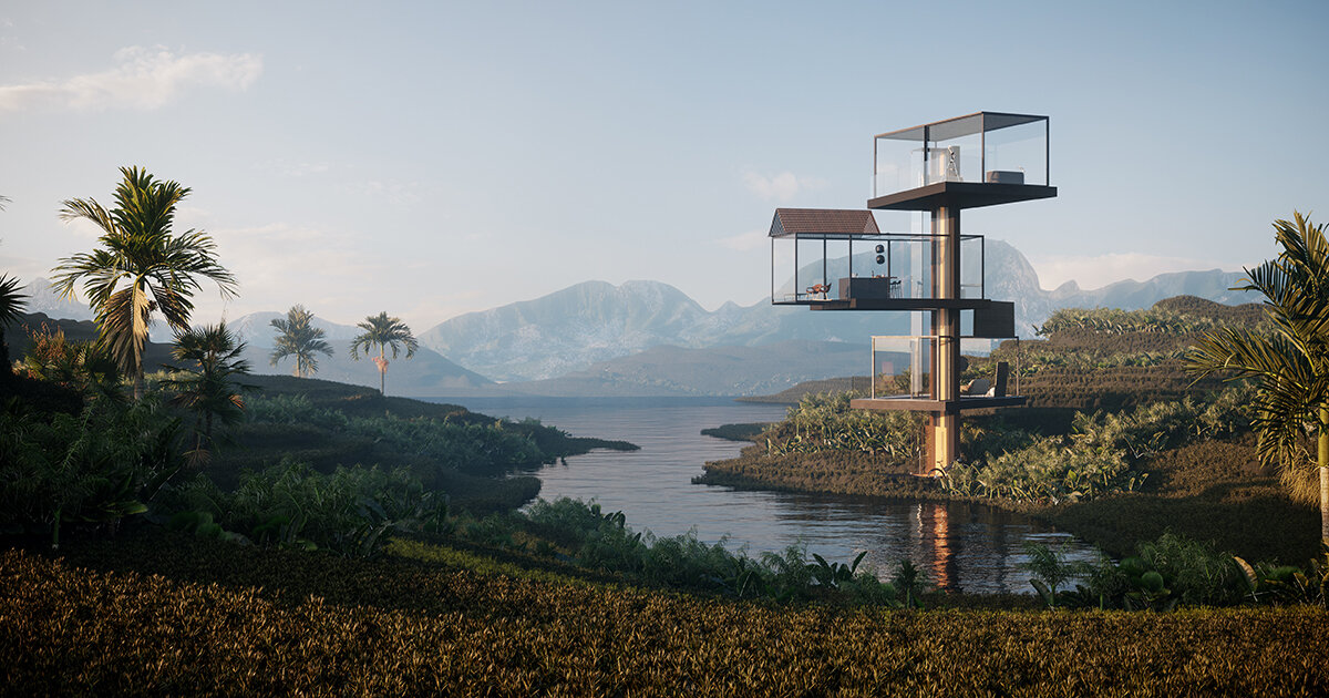 adriano design spirals glass elevator home from china's paddy fields