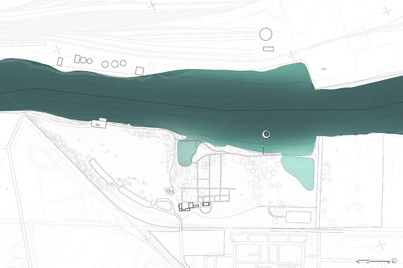 fluorescent green circular platform by höweler + yoon to float on the pennsylvanian river
