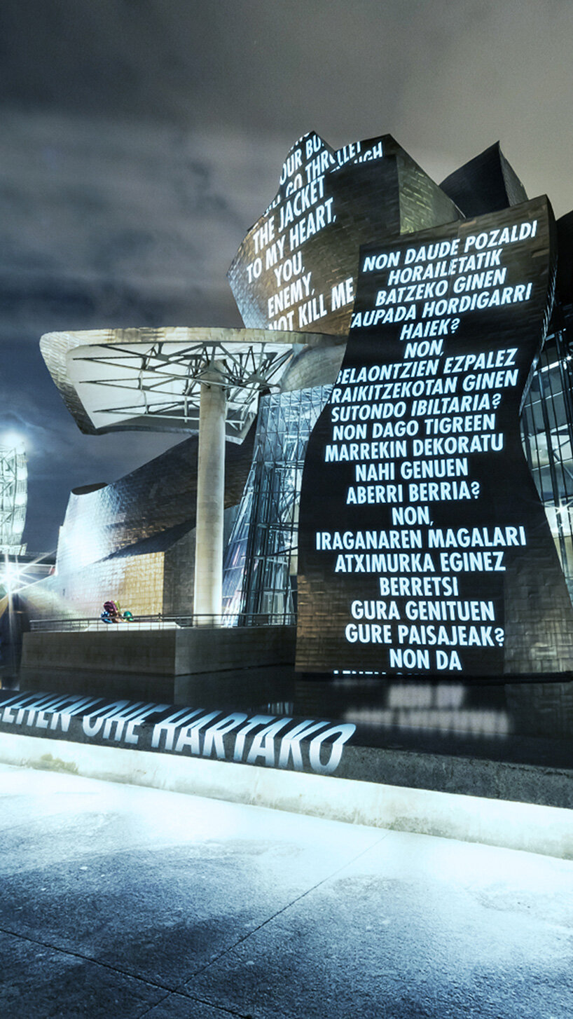 jenny holzer presents AR artwork like beauty in flames at the guggenheim bilbao