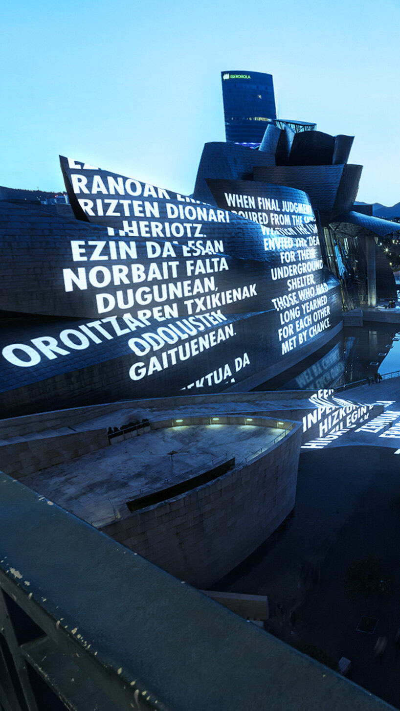 jenny holzer presents AR artwork like beauty in flames at the guggenheim bilbao