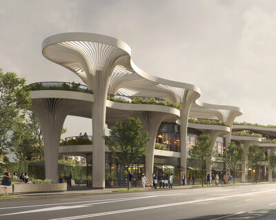 32 solar 'trees' form shanghai marketplace designed by koichi takada architects