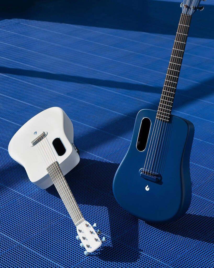 LAVA ME 2' is a weatherproof carbon fiber guitar with a built-in