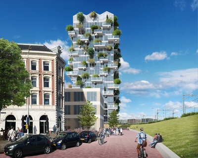MVRDV will transform streets of amsterdam with green 'de oosterlingen' block