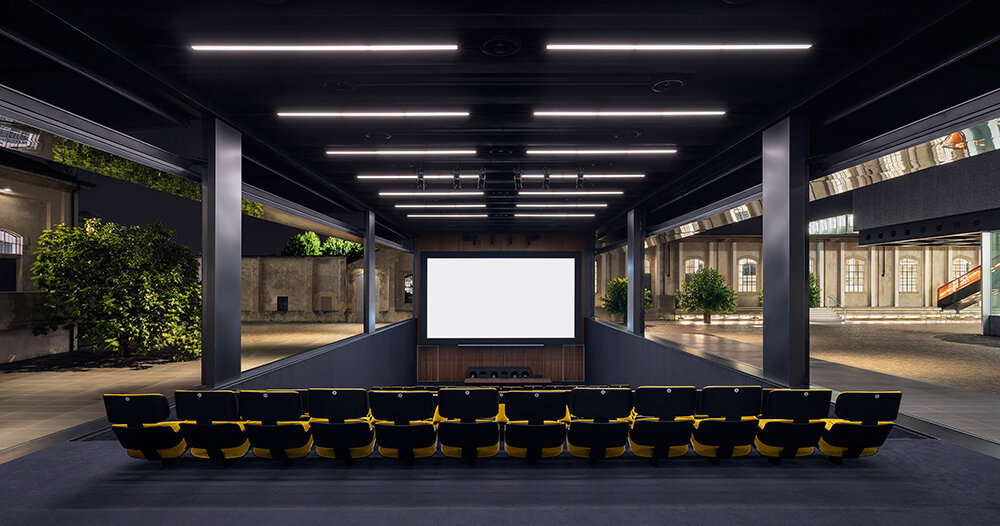 fondazione prada transforms outdoor cinema with film 'multiple canvases'