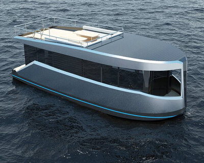 max zhivov's latest electric yacht concept features a sauna and solar-paneled roof