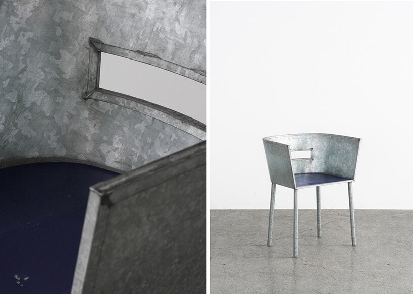 rei kawakubo's tin chairs for comme des garcons at gallery licht in tokyo