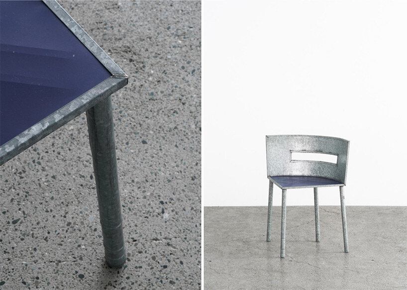 rei kawakubo's tin chairs for comme des garcons at gallery licht in tokyo