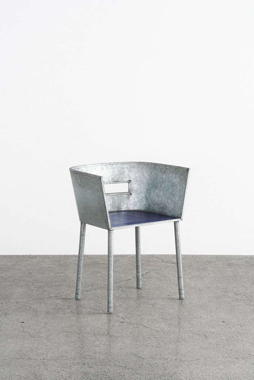 rei kawakubo's tin chairs for comme des garcons at gallery licht in tokyo