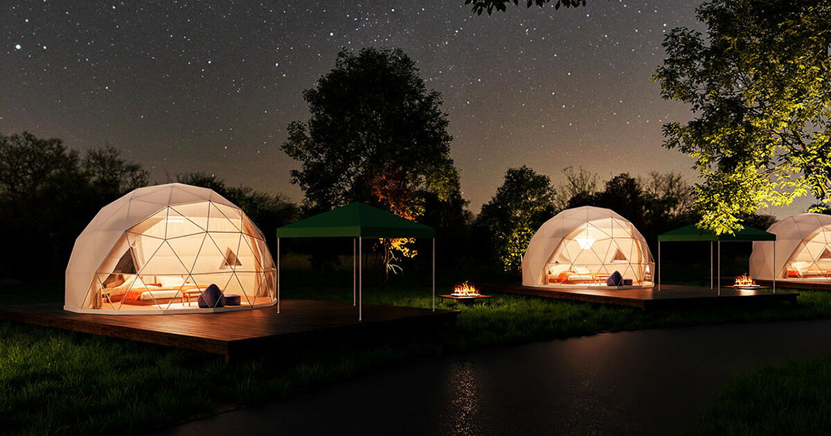 Seven Dome Like Glamping Tents Emerges From The Japanese Woodland