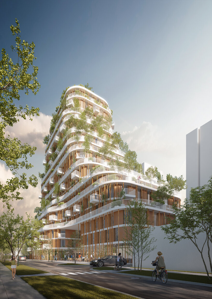 bamboo columns clad 'vancouver forest' residential development in canada designboom