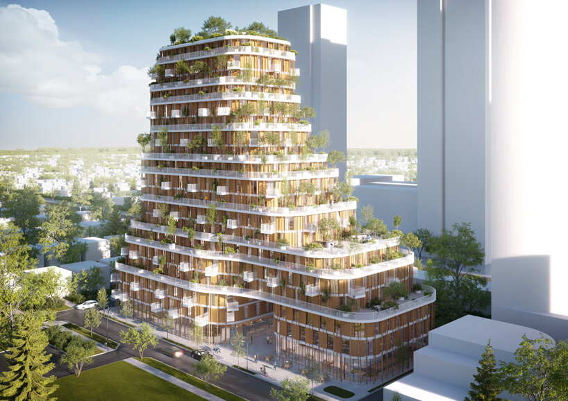 bamboo columns clad 'vancouver forest' residential development in canada designboom